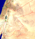 Jordanien Satellit + Grenzen 715x800